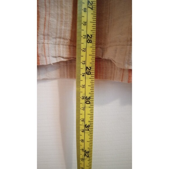 Tasso Elba Island Men's Coral and beige stripe Linen blend button down - Picture 5 of 6